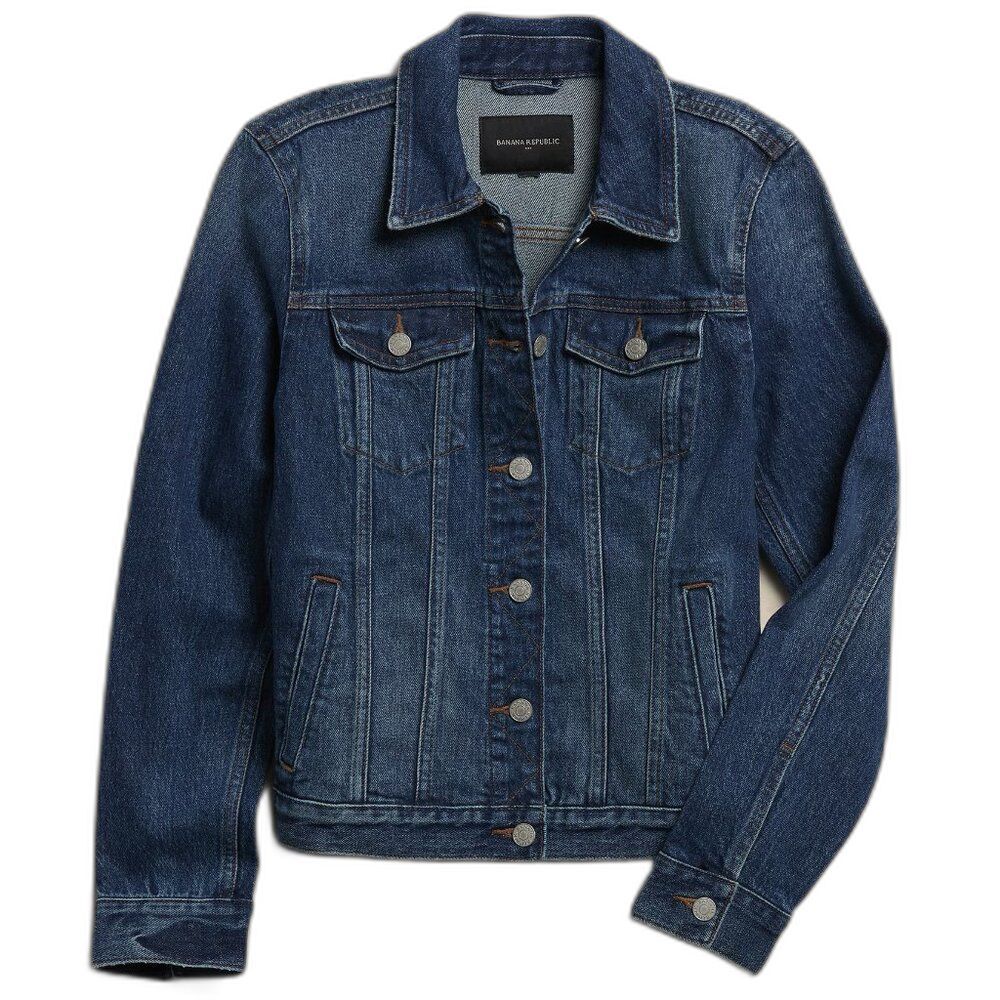 Banana Republic Factory Classic Denim Jacket Dark Wash Medium Trucker Style